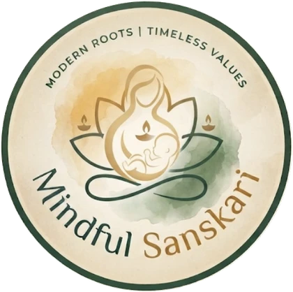 Mindful Sanskari logo: a mother and child within a lotus